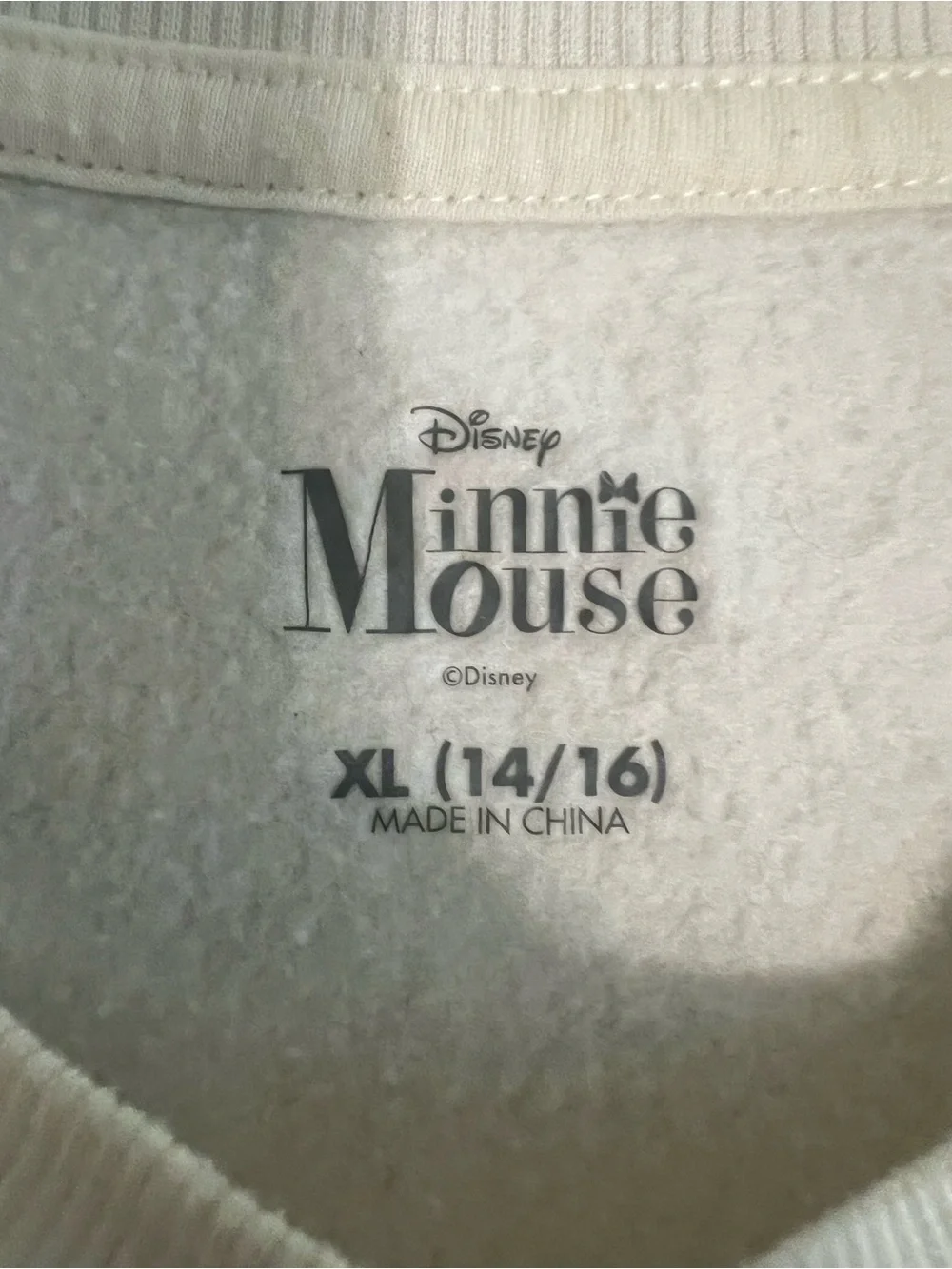 Disney Cream Sweatshirt with Red Polka-Dot Minnie Bow youth size